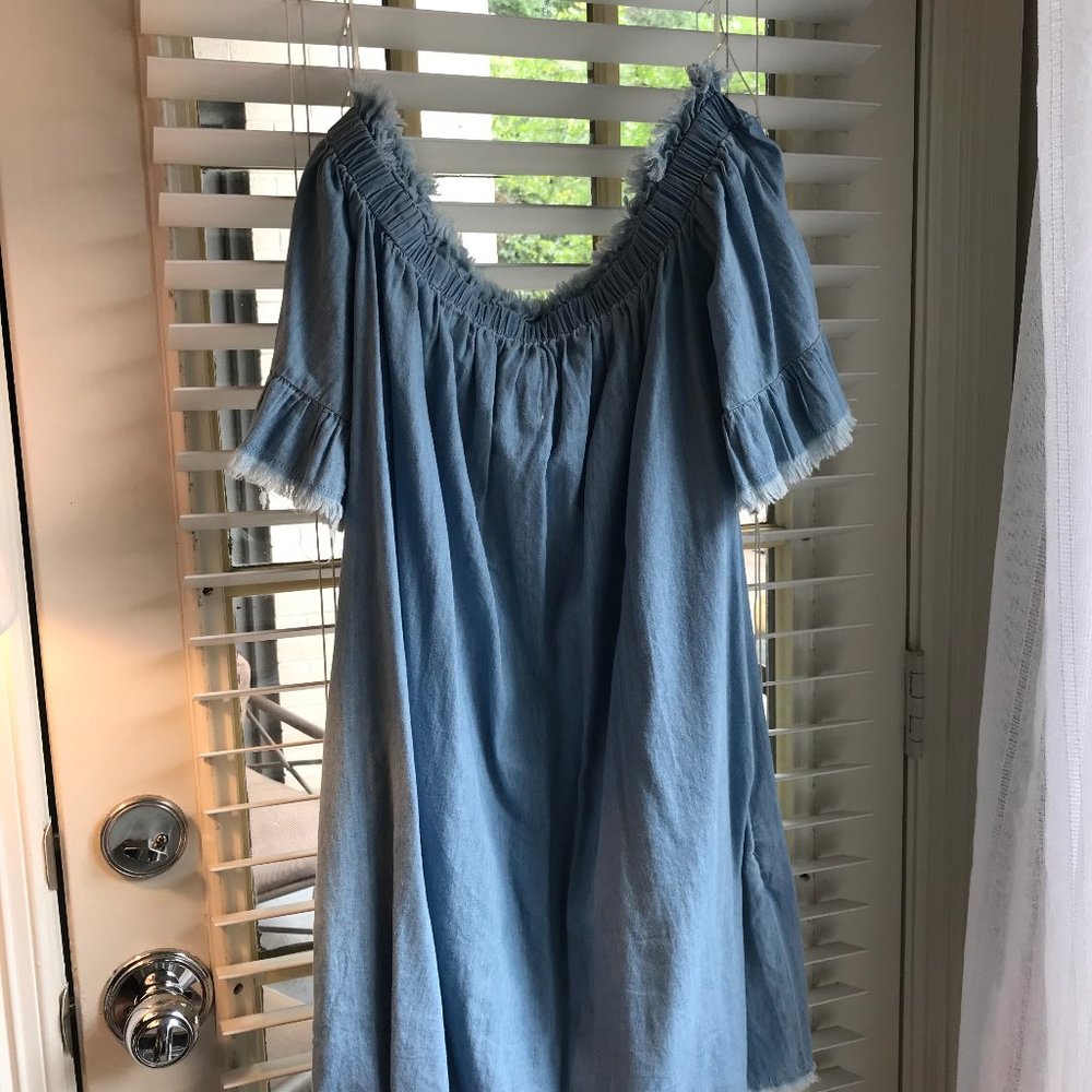 Denim Casual Off-the-Shoulder Dress